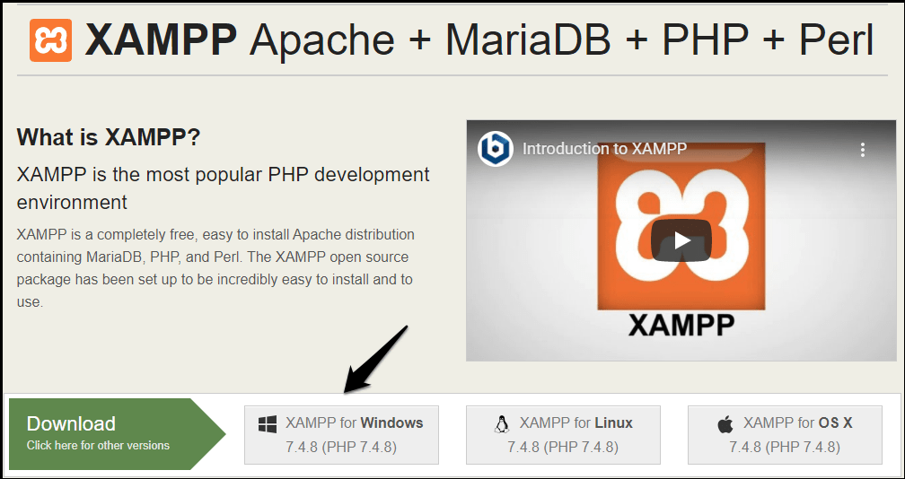 Download Xampp  from the Xampp website to create the environment to install WordPress localhost 