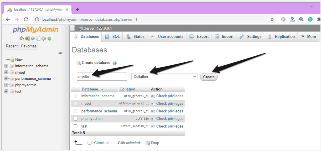 Create your server to install WordPress localhost 