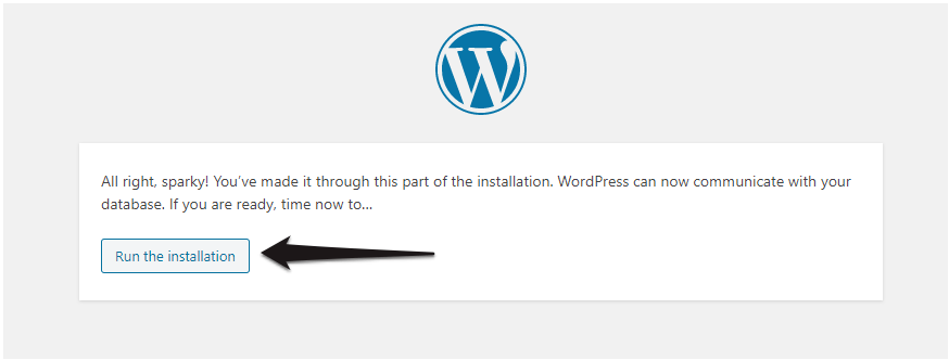 runt he installation of your WordPress localhost Website 