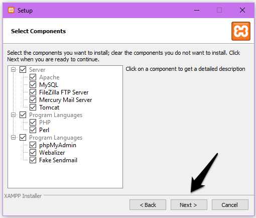 Run the XAMPP installation process. 