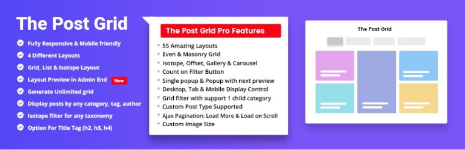 The Post grid is a responsive and mobile friendly WordPress grid plugin. 